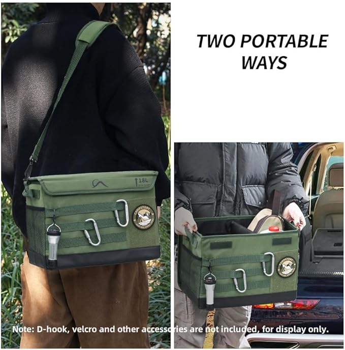 18L Camping Storage Bag, Multifunctional Waterproof Picnic Basket, Tent Stakes Organizer,With