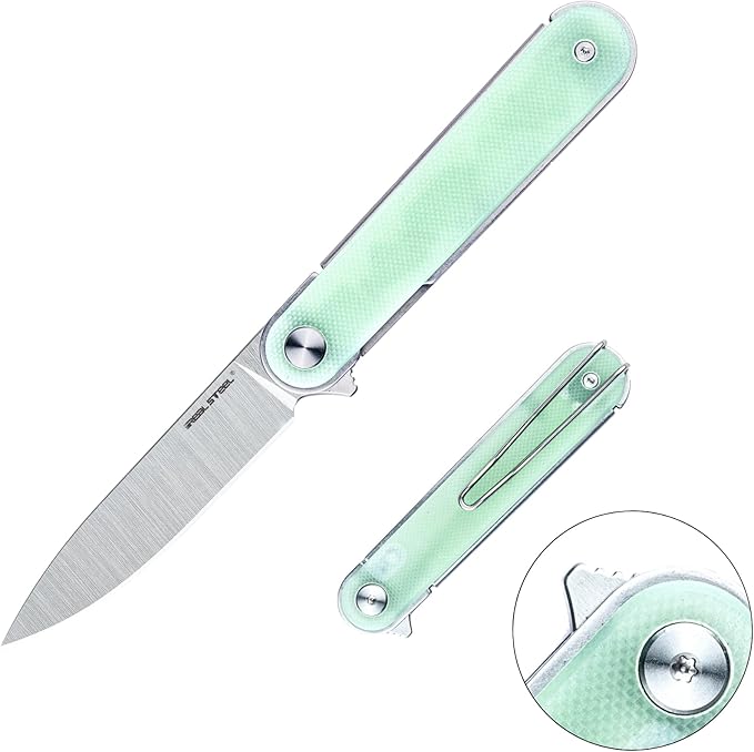 REALSTEEL IRIS Pocket Knife, Folding Knife, Flipper, Liner Lock, 2.99" 12C27 Steel Blade