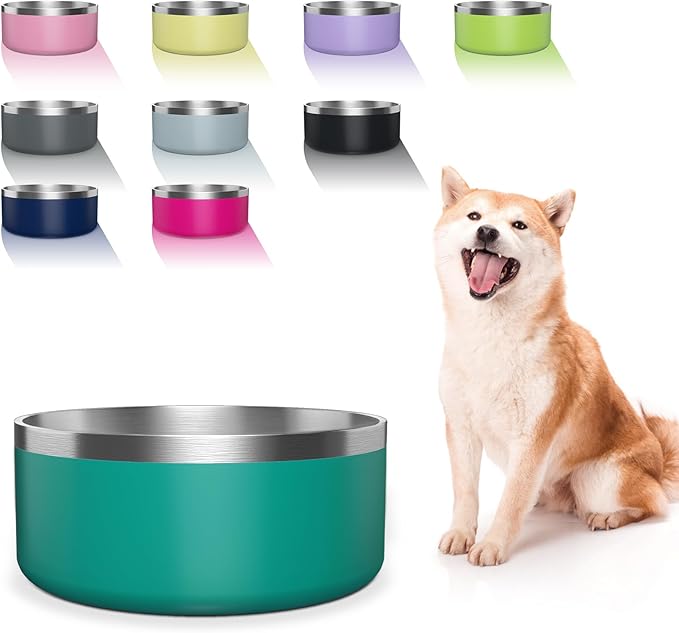 Dog Bowl, Stainless Steel Dog Food and Water Bowl with Non Slip Quiet Bottom, Easy to Clean