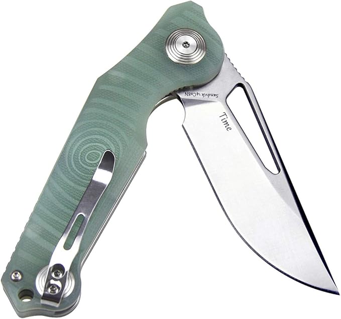 Harnds Time Folding Knife with Sandvik 14C28N Steel Blade Pocket Knife with G10 Handle Camping