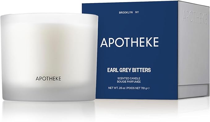 Apotheke 3-Wick Scented Candles for Home, Earl Grey Bitters - 26 oz Soy Wax Aromatherapy Jar Candle