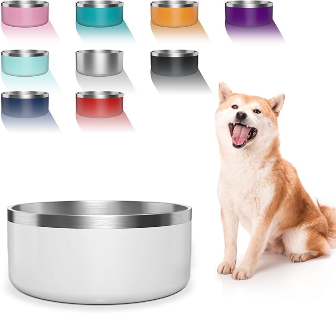 Dog Bowl, Stainless Steel Dog Food and Water Bowl with Non Slip Quiet Bottom, Easy to Clean