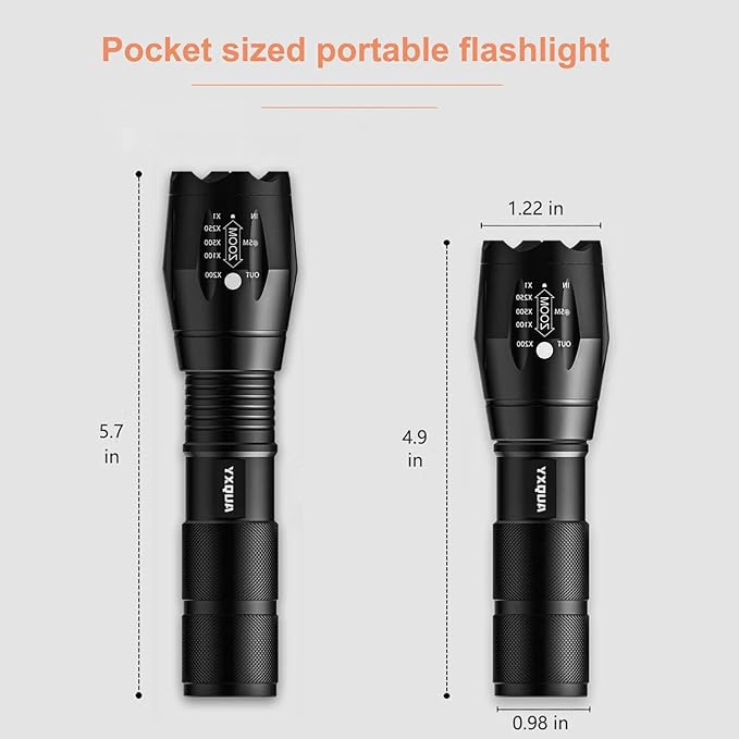 USB Rechargeable Flashlights, 8381 High Lumens Lights, 3 Modes, Zoomable & Waterproof Super Bright