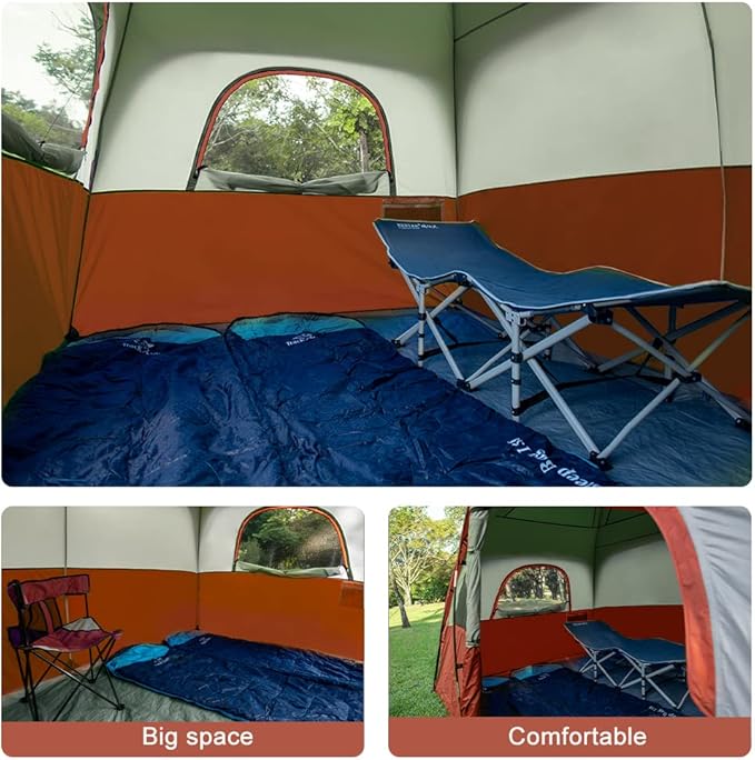 CAMPROS CP Tent 8 Person Camping Tents, Waterproof Windproof Family Tent with Top Rainfly, Large