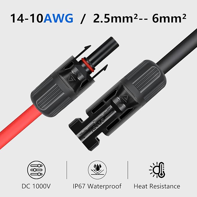 80PCS Solar Connectors, 40 Pairs IP67 Waterproof Solar Panel Connectors with 2 Spanners, Suitable