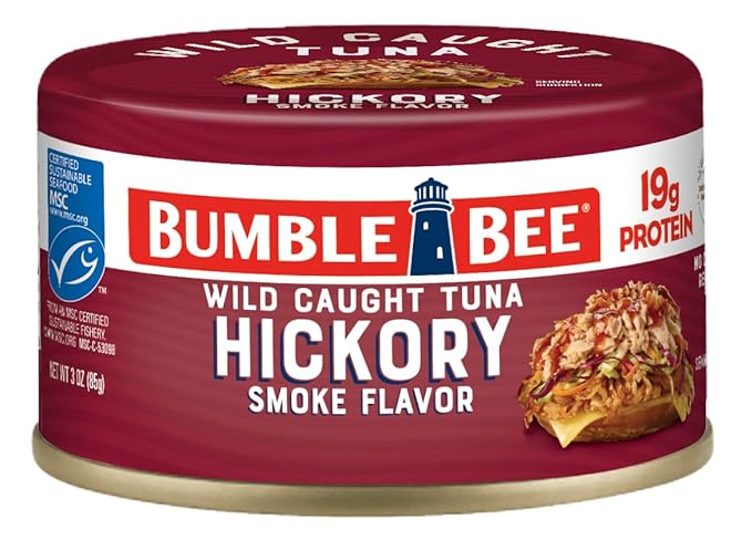 Bumble Bee Snackers - Hickory Smoke Tuna, 3 oz Easy Open Can - 19g Protein per Serving - Wild