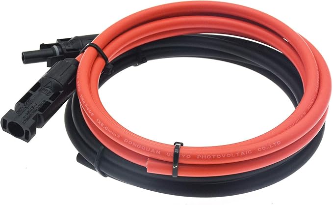 1 Pair Black + Red 10AWG(6mm²) Solar Panel Extension Cable Wire Connector Solar Adaptor Cable with