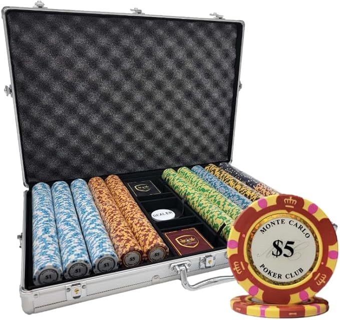 1000 pcs 14g Monte Carlo Poker Club Poker Chips Set with Aluminum Case Custom Build
