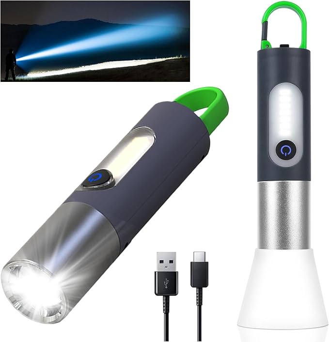 LED Rechargeable Flashlights, Zoomable 4 Modes 1000 Lumens, IPX4 Waterproof & Type-C Powerful