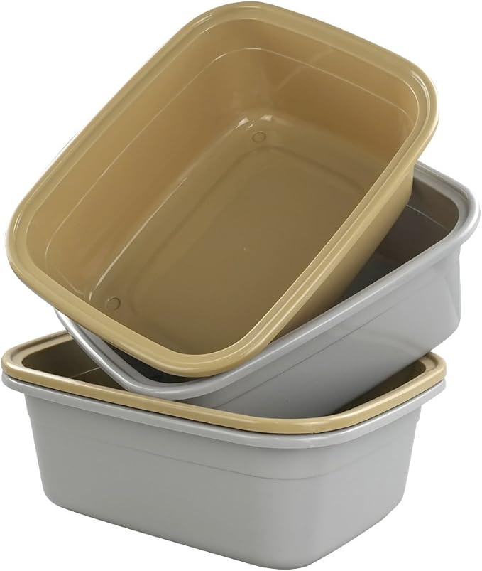 12 Quart Dish Pan Basin, 14" x 11" x 5.12", Set of 4