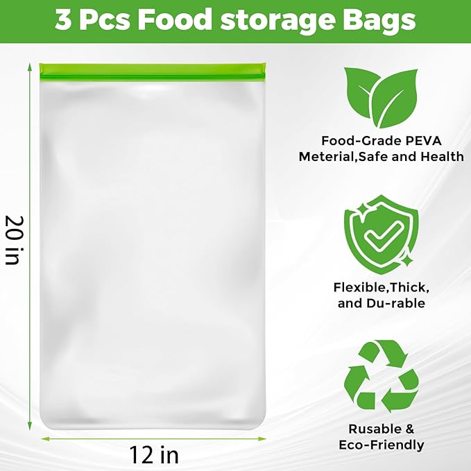 3 Pack Bear Bags for Food Backpacking, Odor Proof Bags-12ｘ20 Inch, Reusable Double Track Zip