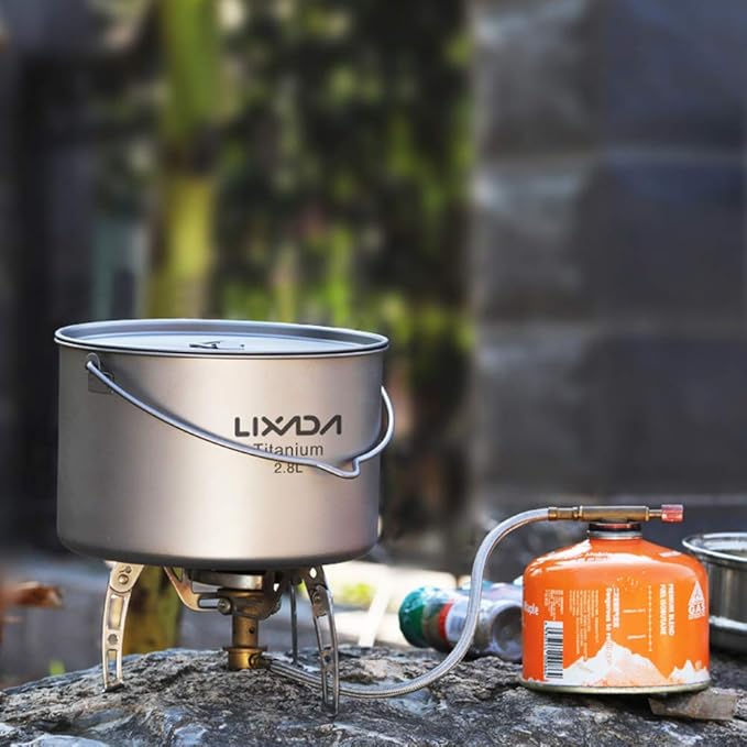 Lixada 1100ml/2800ml Titanium Pot Ultralight Portable Hanging Pot with Lid and Foldable Handle