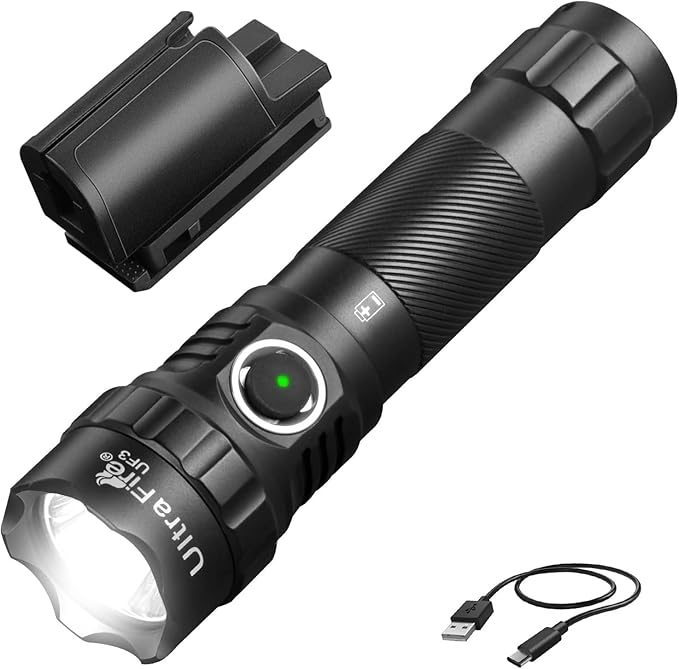 ULTRAFIRE Police Flashlight with Holster, 1200 High Lumen Law Enforcement Flashlight with Holster