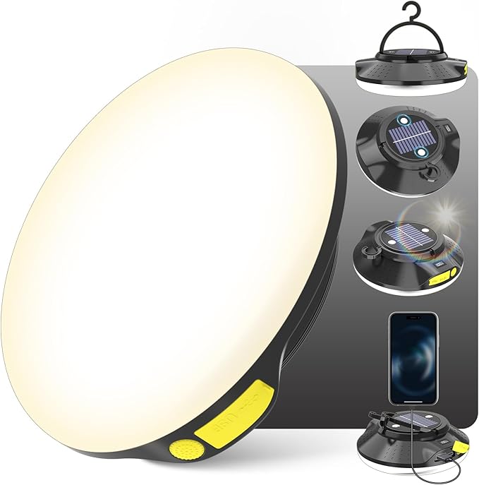 16000mAh 26000LM Solar Portable LED Camping Lantern, Rechargeable Light 150W with Magnet