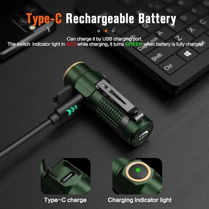 NICRON C1 EDC Flashlight Rechargeable, 1200 High Lumens Type C Charging Pocket Light with Tail