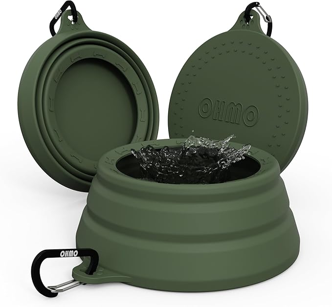 OHMO Spill Proof Collapsible Dog Water Bowl 24oz for Cars, No Splash Portable Bowls for Dog Travel