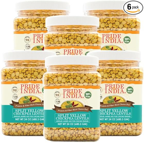 Pride Of India - PACK of 6 - Indian Split Yellow Chickpea Lentils - Protein & Fiber Rich Chana Dal