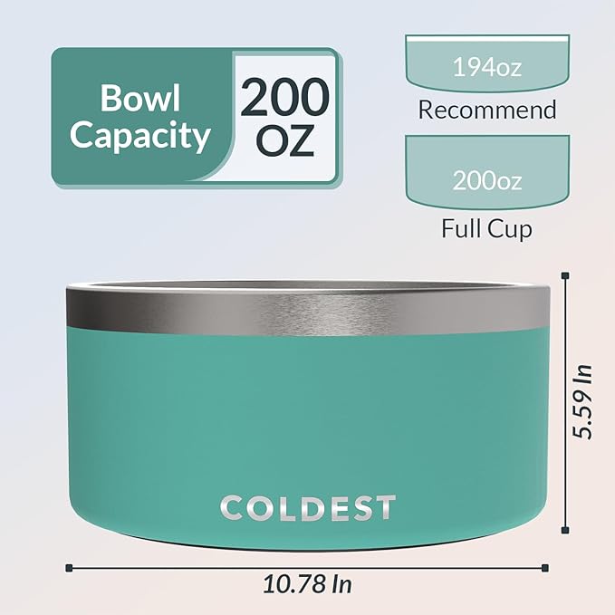 Coldest Dog Bowl - Anti Rust Metal, Non Slip, 3 Layers Insulated Stainless Steel Dog Bowls - Spill
