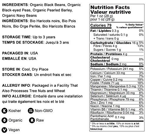 Food to Live Organic Black Bean Soup Mix, 3 Pounds - Contains Non-GMO Black Beans, Black-eyed Peas