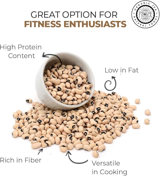 Pride Of India - Indian Whole Black Eyed Peas - Protein & Fiber Rich Lobiya, 1.5 Pound Jar