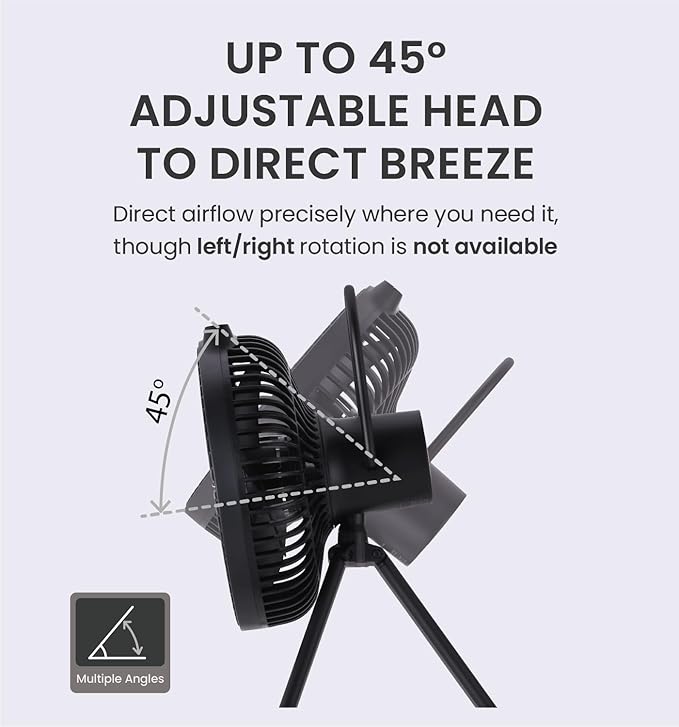 Claymore V600+ Black Rechargeable Portable Fan ??7,800mAh Battery, 4-Speed BLDC Ultra-Quiet Air