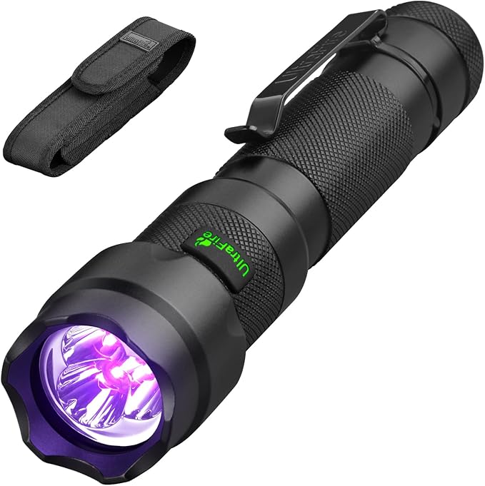 ULTRAFIRE 395nm UV Flashlight Rechargeable - 15W High Power Ultraviolet Blacklight for Pet Urine