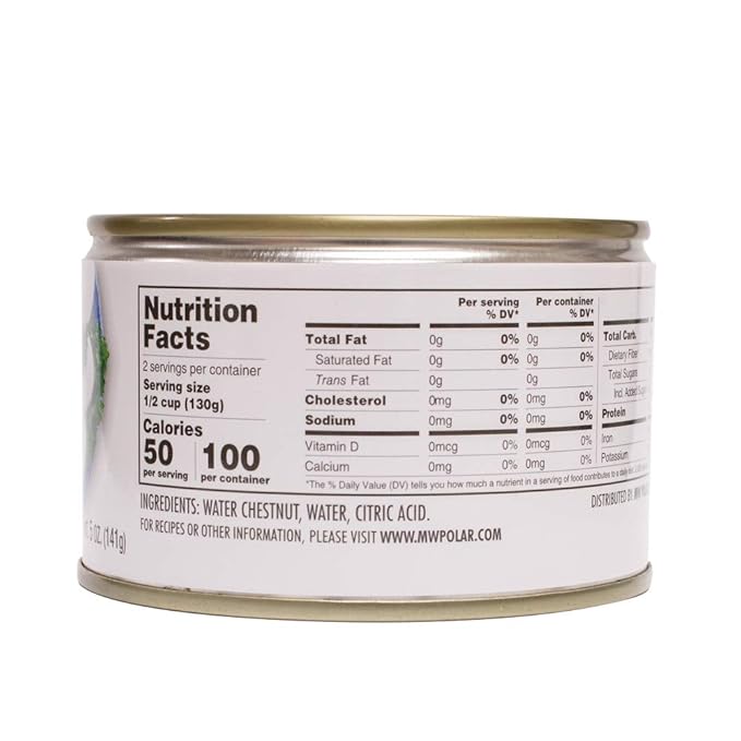 MW Polar Canned Vegetables Water Chestnuts, Whole, 8 Ounce, (Pack of 12)