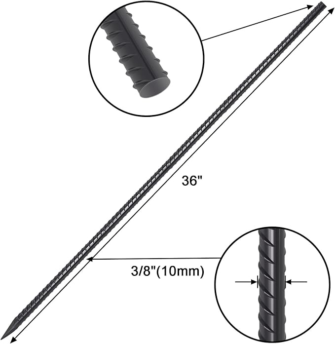 VVOKGO Rebar Stakes 36 Inch 16-Pack Concrete Form Stakes Heavy Duty Straight Ground Anchors, 3/8"