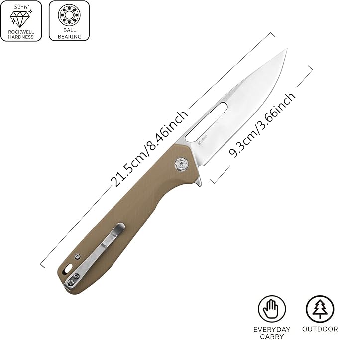 Sitivien ST801 Folding Knife,8Cr18Mov Steel Blade with G10 Handle Pocket Knife EDC Tool Knife for