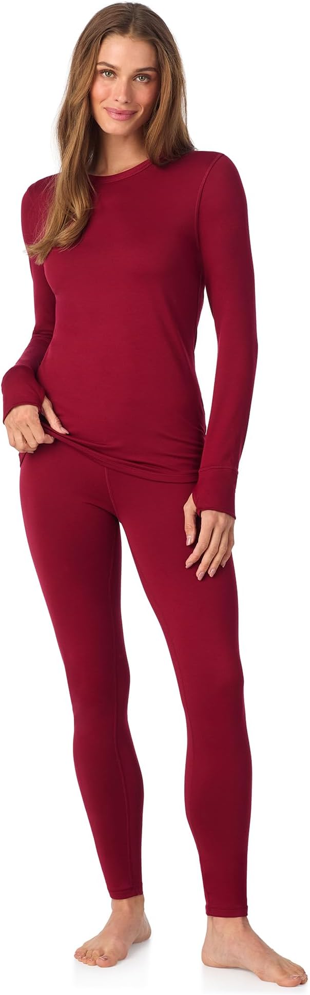 Cuddl Duds Womens Fleece Lined Thermal Base Layer Set – Long Sleeve Shirt & Leggings for Cold