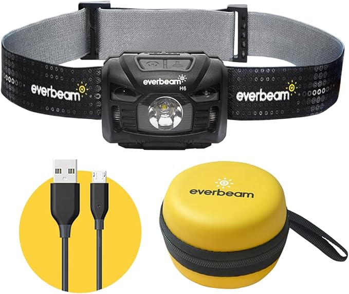 Everbeam H6 Switch LED Headlamp Head Torch, Dual Power 1200mAh Rechargeable Battery / 3 AAA