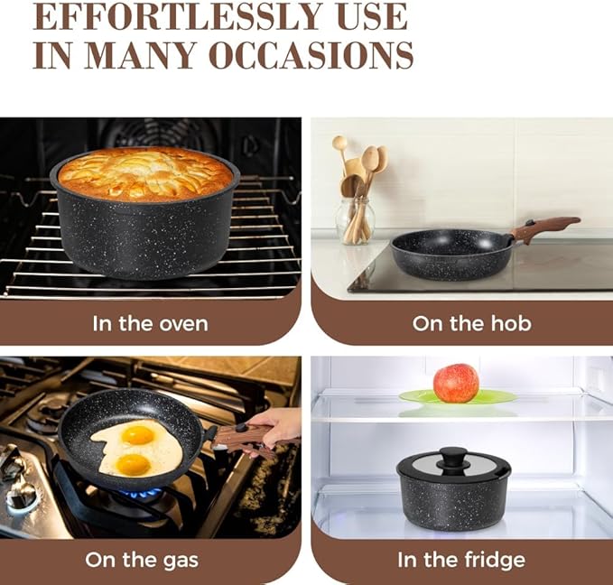 10 Pcs Pots and Pans Set Non Stick, Nonstick Kitchen Cookware Sets Detachable Handle, Induction