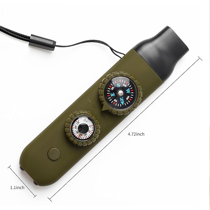 Multifunctional Survival Emergency Whistle for Kids with Compass Hiking Survival, Thermometer &