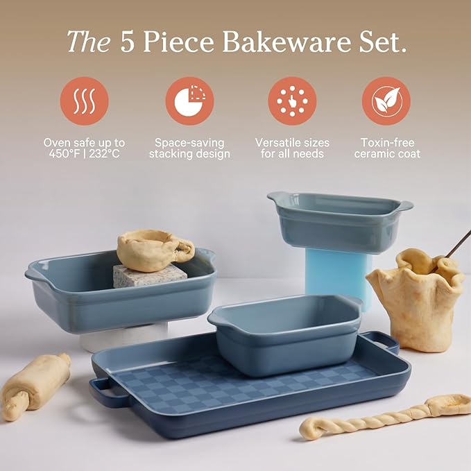 Our Place Bakeware Set | 5-Piece Nonstick, Toxin-Free, Ceramic, Cast Aluminum Set w/Oven Pan