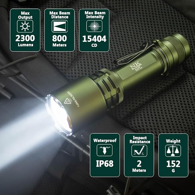 N50t V2 Rechargeable LED Flashlights High Lumen, 2,300 Lumens, Long Throw Tactical Flashlight Super