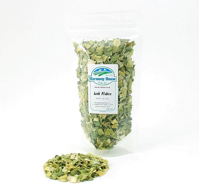 Harmony House Foods Dehydrated Leek Flakes - Air Dried Vegetables for Soup and Cooked Dishes, Great