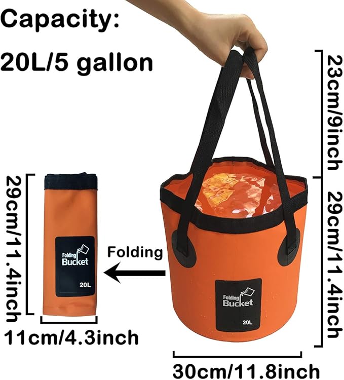 Sunglow Collapsible 5 Gallon Multifunctional Portable Fishing Bucket - Wash Basin Folding Bucket
