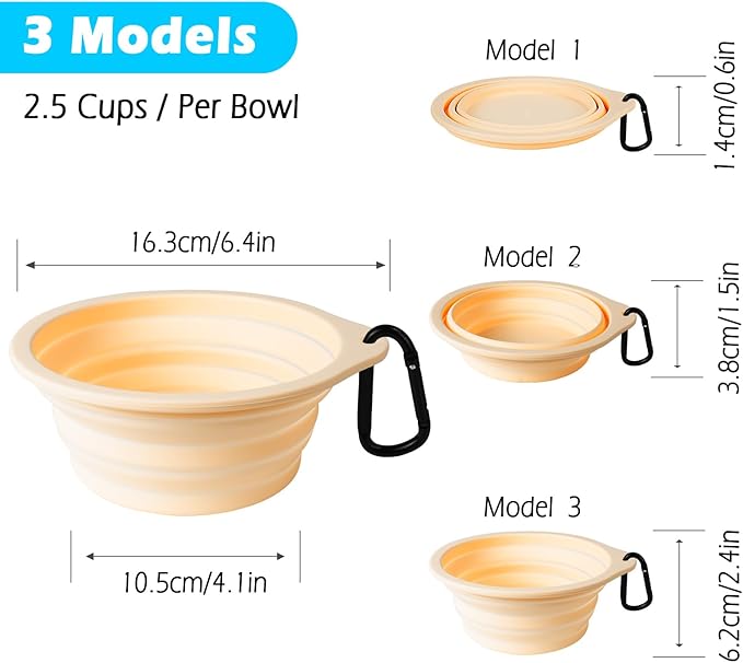 PetBonus 2-Pack Silicone Collapsible Dog Bowls, BPA Free Dishwasher Safe, Portable Foldable