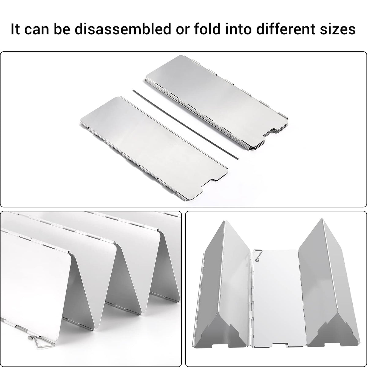 Camp Stove Windscreen, Ohuhu Camping Stove Windscreen 10 Plates Aluminum Folding Portable Camping