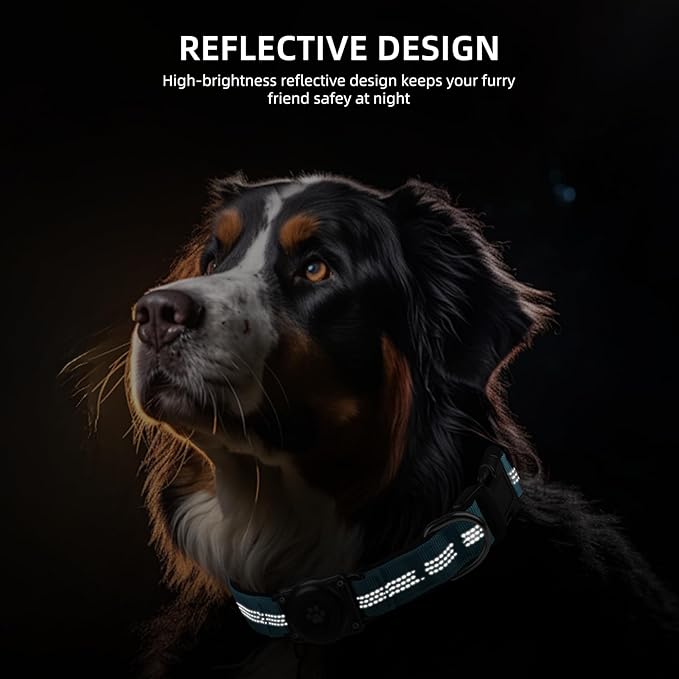 Upgraded AirTag Dog Collar, IP68 Waterproof Air Tag Dog Collar Holder, Reflective, Ultra-Durable