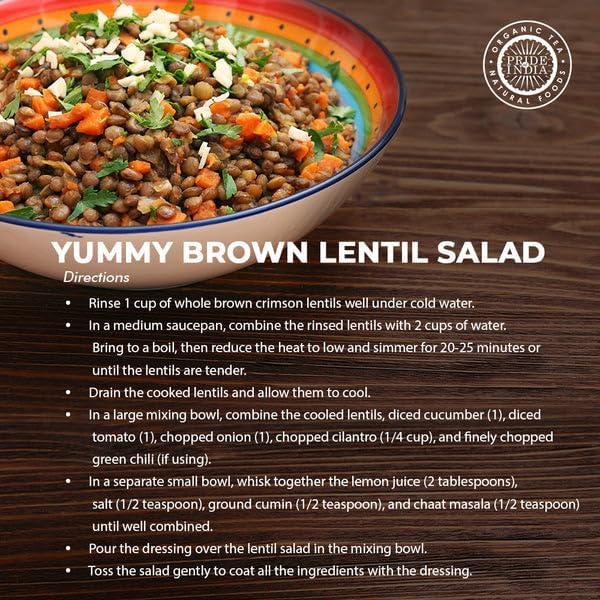Pride Of India - PACK of 6 - Indian Whole Brown Crimson Masur Lentils - Protein & Fiber Rich Masoor