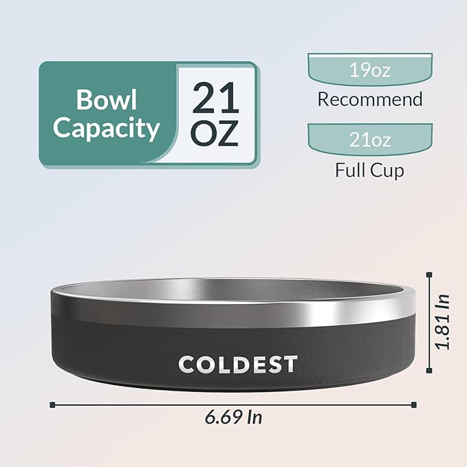 Coldest Dog Bowl - Anti Rust Metal, Non Slip, 3 Layers Insulated Stainless Steel Dog Bowls - Spill