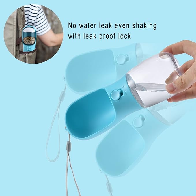 Dog Water Bottle with Food Container, Travel Puppy Water Bowl, Portable Pet Dispenser, Dog Stuff