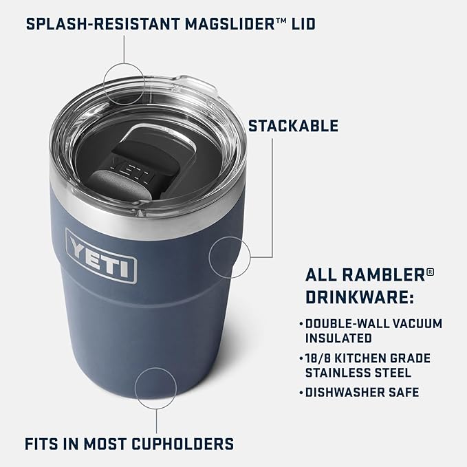 YETI Rambler 16 oz Stackable Tumbler, Vacuum Insulated, Stainless Steel with MagSlider Lid