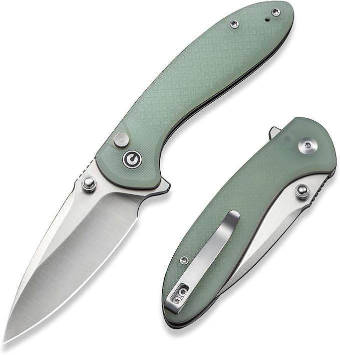 CIVIVI Faeger Pocket Folding Knife for EDC, 2.98" Swedish 14C28N Blade G10 Handle, Reversible Clip