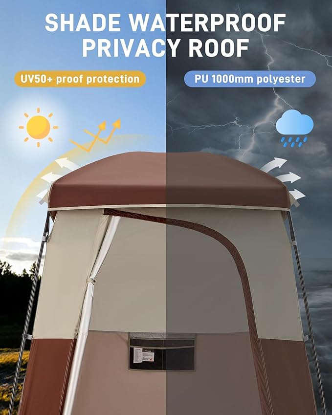 KingCamp Shower Tent, Portable Privacy Tent Outdoor Camping 1/2 Room Toilet Tents with Shower Bag &