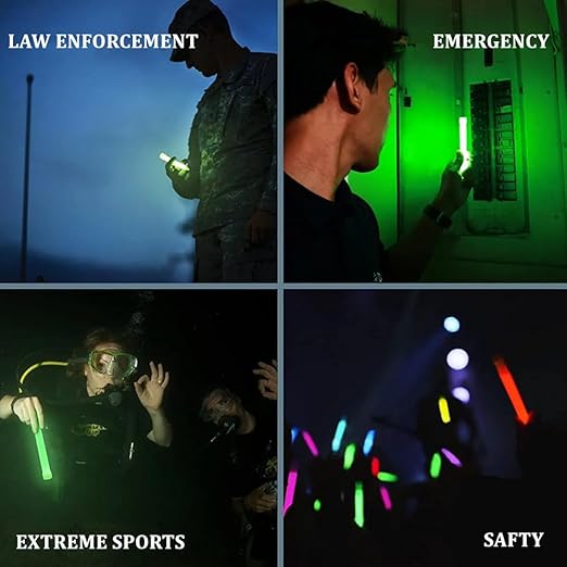 Glow Fever Emergency Safety Military Grade Glow Sticks, 10PCS, 6" Ultra Bright Light Sticks with 12
