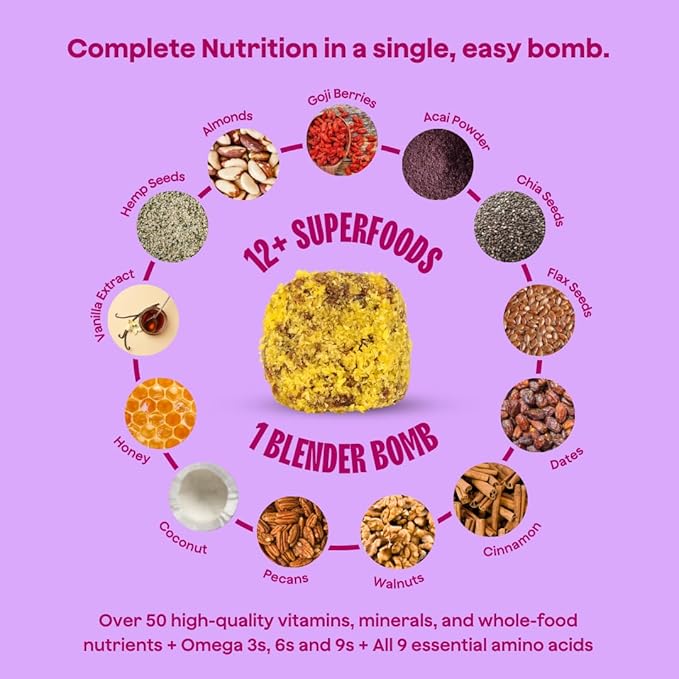 The Bomb Co. Blender Bomb, Get up & Goji, Superfood Smoothie Mix with Goji Berries, Hemp, Flax