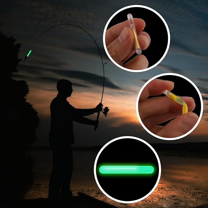50PCS Small Fishing Float Light Sticks, Fluorescent Dark Glow Stick for Night Fishing, Yellow