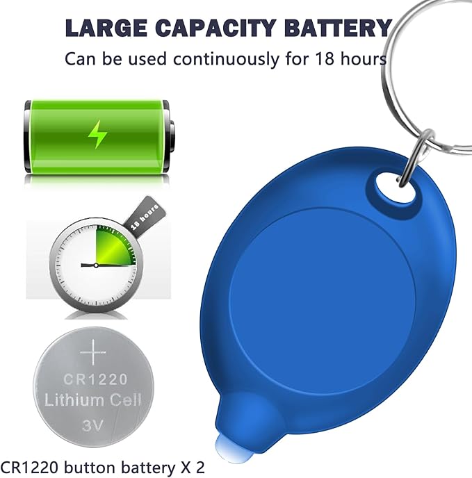 Mini LED Blue Light Keychain Flashlight, 12 Lumens Small Portable Pocket Torch, Ultra Bright Micro